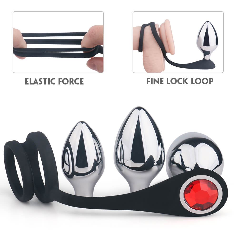 Buy Interchangeable 3 Set Metal Butt Plug with Cock ring for couples S|M|L  Online - Lovely Toys Factory